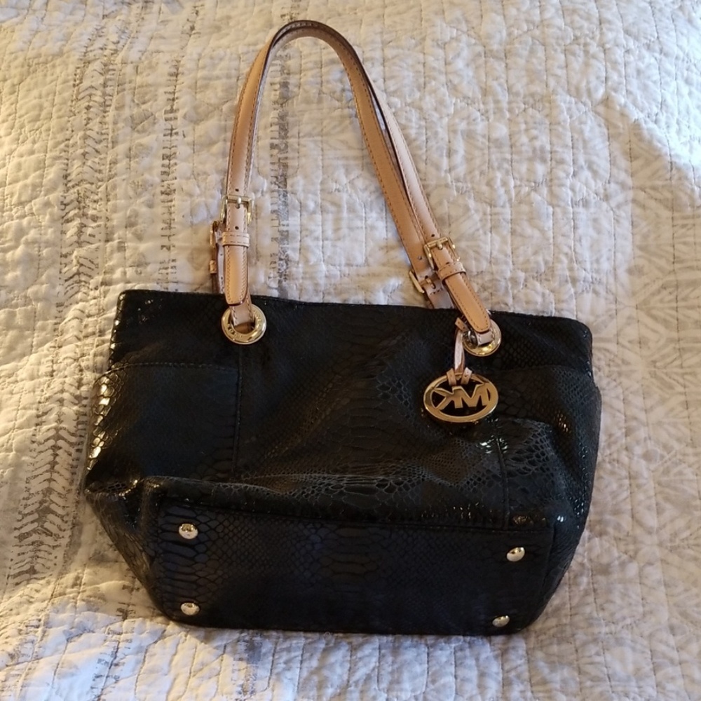 Black snakeskin purse